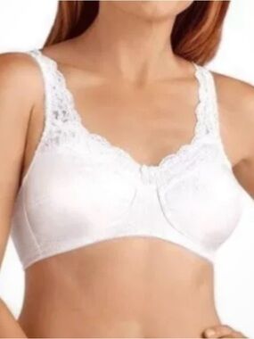 Amoena Annabell Mastectomy Bra Wireless 2126 White Size 36D Nylon Adjustable NWT
